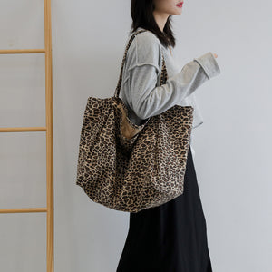 Leopard-print Shoulder Idle Style Leisure Shopping Bag