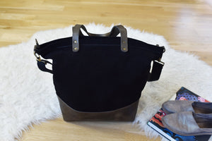 Boyfriend Tote Canvas- Genuine leather