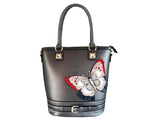 DreamButterfly - Pewter Leather Premium Handbag