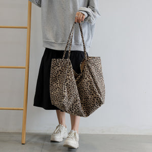 Leopard-print Shoulder Idle Style Leisure Shopping Bag