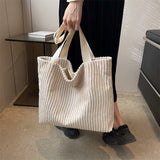 Japanese And Korean College Style New Corduroy Large Capacity Portable Shopping Bag