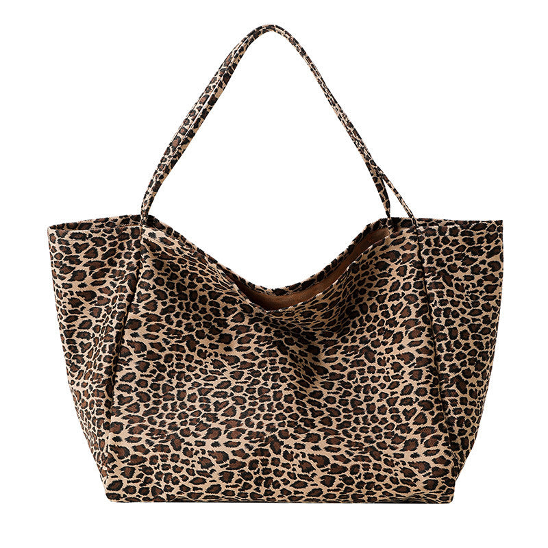 Leopard-print Shoulder Idle Style Leisure Shopping Bag